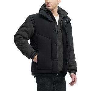 Men WinterJackets Black  Water Resistant Warm Insulated Hooded Windproof Coat